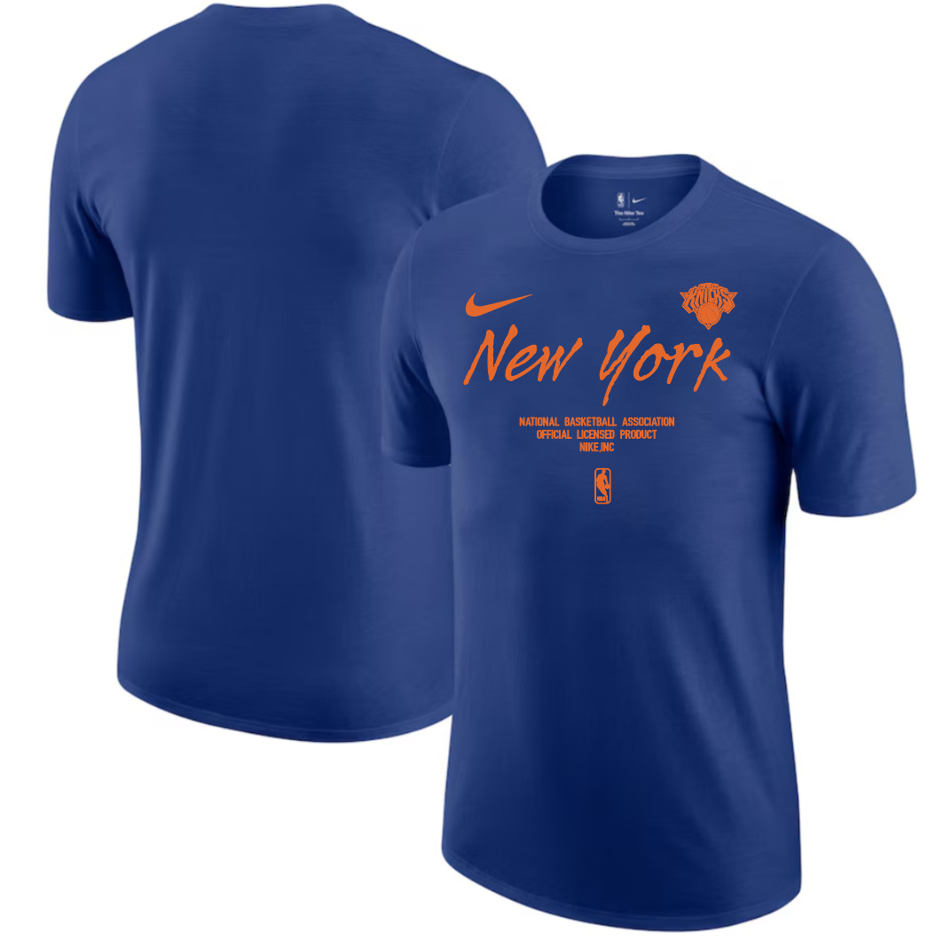 Men 2025 NBA New York Knicks Blue Nike T shirts style 3